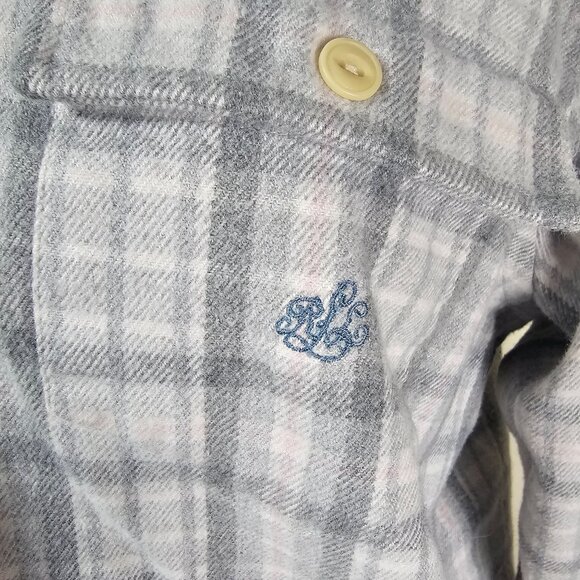 VTG Lauren Ralph Lauren Pastel Plaid Cotton Pullover Jacket Sz M Gray & Pink - Picture 6 of 11
